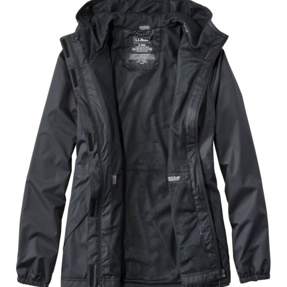 L.L.Bean Packable Waterproof Hooded Windbreaker Jacket Black Size Small